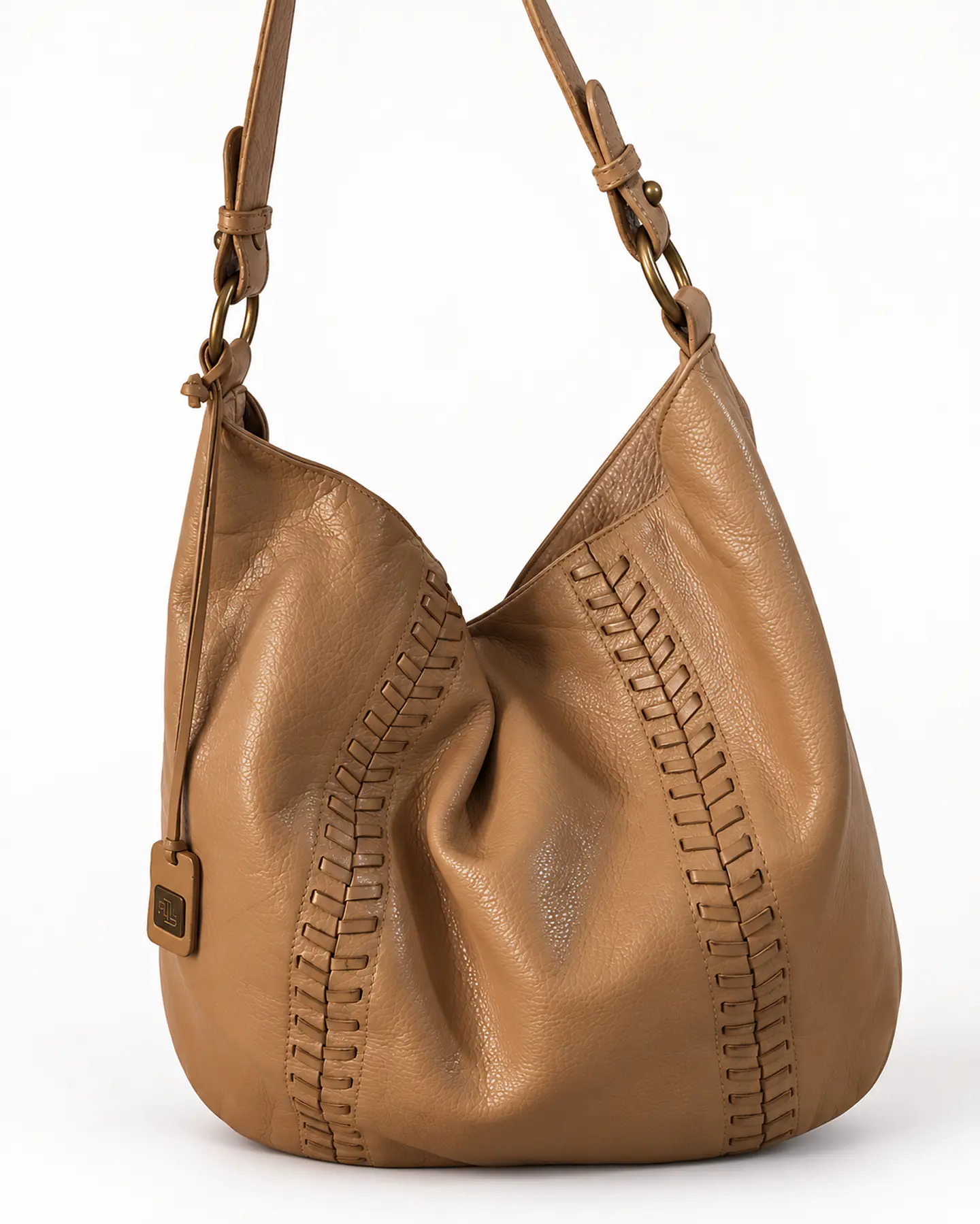 Bolso Hobo Ralph Lauren Camel con Detalle Whipstitch 1