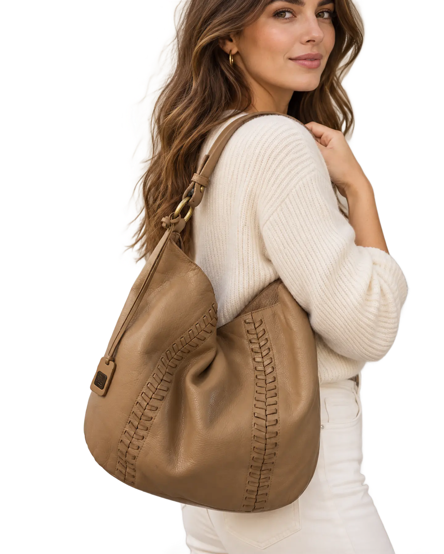Bolso Hobo Ralph Lauren Camel con Detalle Whipstitch 2