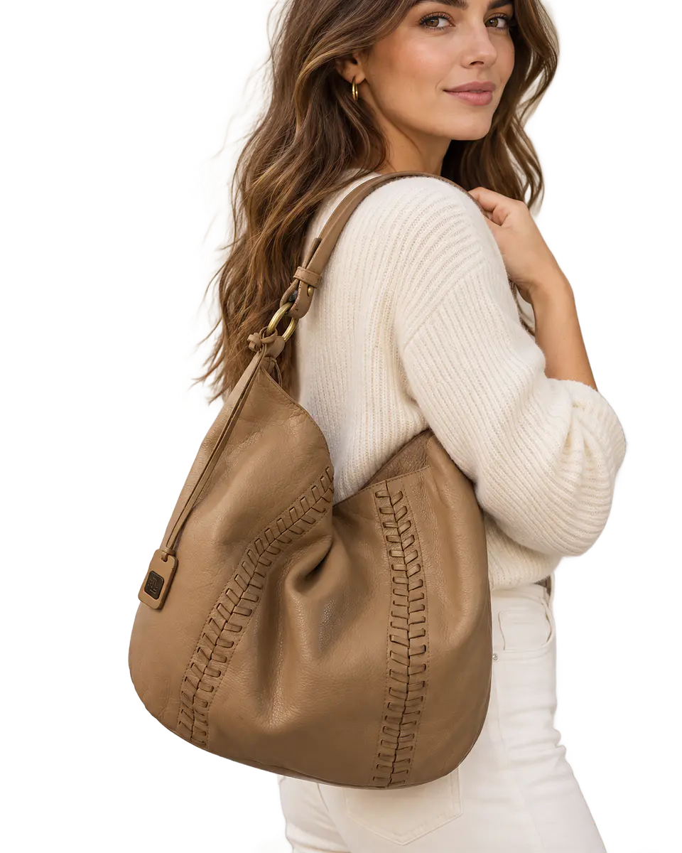 Bolso Hobo Ralph Lauren Camel con Detalle Whipstitch 2