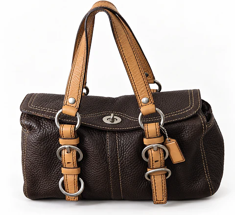Coach F12634 Satchel de Cuero Chocolate y Tan