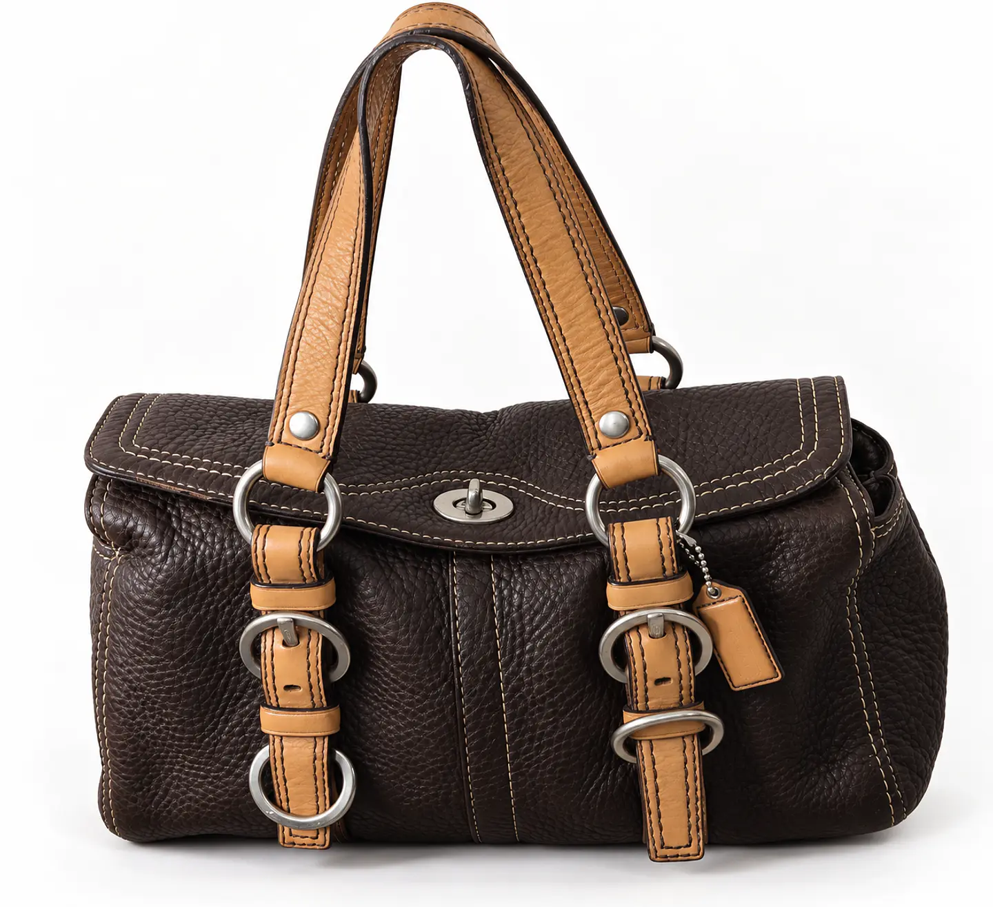Coach F12634 Satchel de Cuero Chocolate y Tan 1