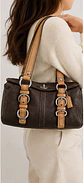 Coach F12634 Satchel de Cuero Chocolate y Tan - Miniatura 2