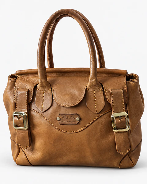 Bolso de Mano Vélez en Cuero Miel