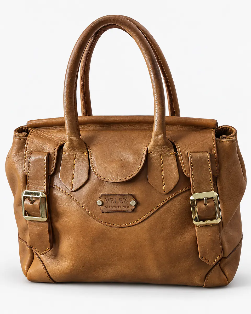 Bolso de Mano Vélez en Cuero Miel 1