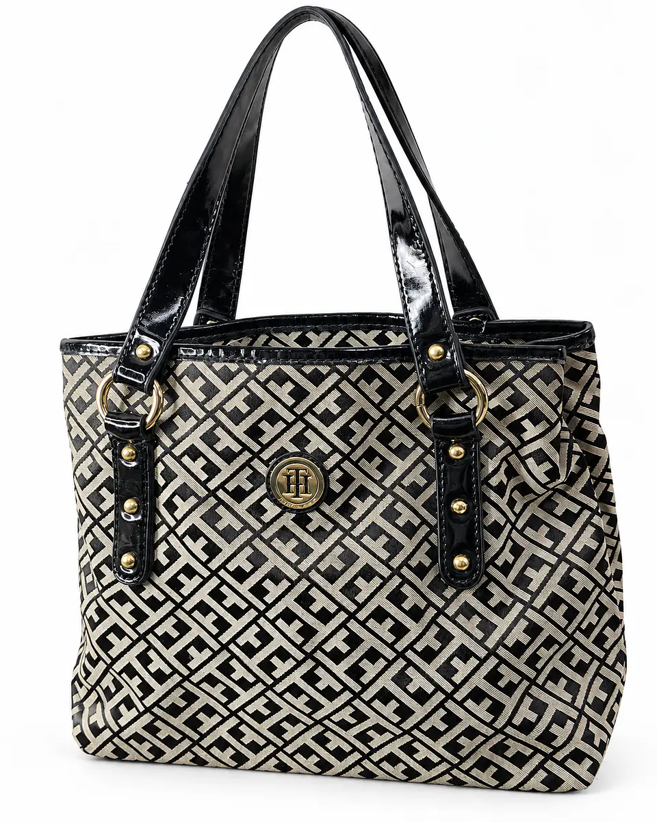 Tommy Hilfiger TH Monogram Tote Negro y Beige 1