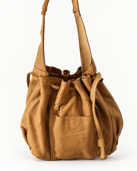 Lucky Brand Drawstring Bucket Bag Camel