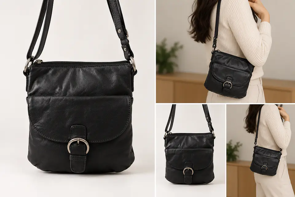 Hamled Crossbody Negro de Cuero 2