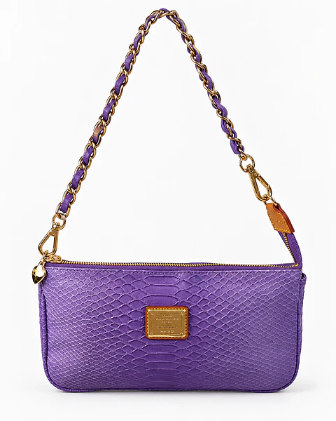 Poche Paris Shoulder Baguette Morado Efecto Serpiente
