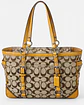 Coach Soho Signature Jacquard Buckle Tote 1853 – Khaki/Yellow - Miniatura 1