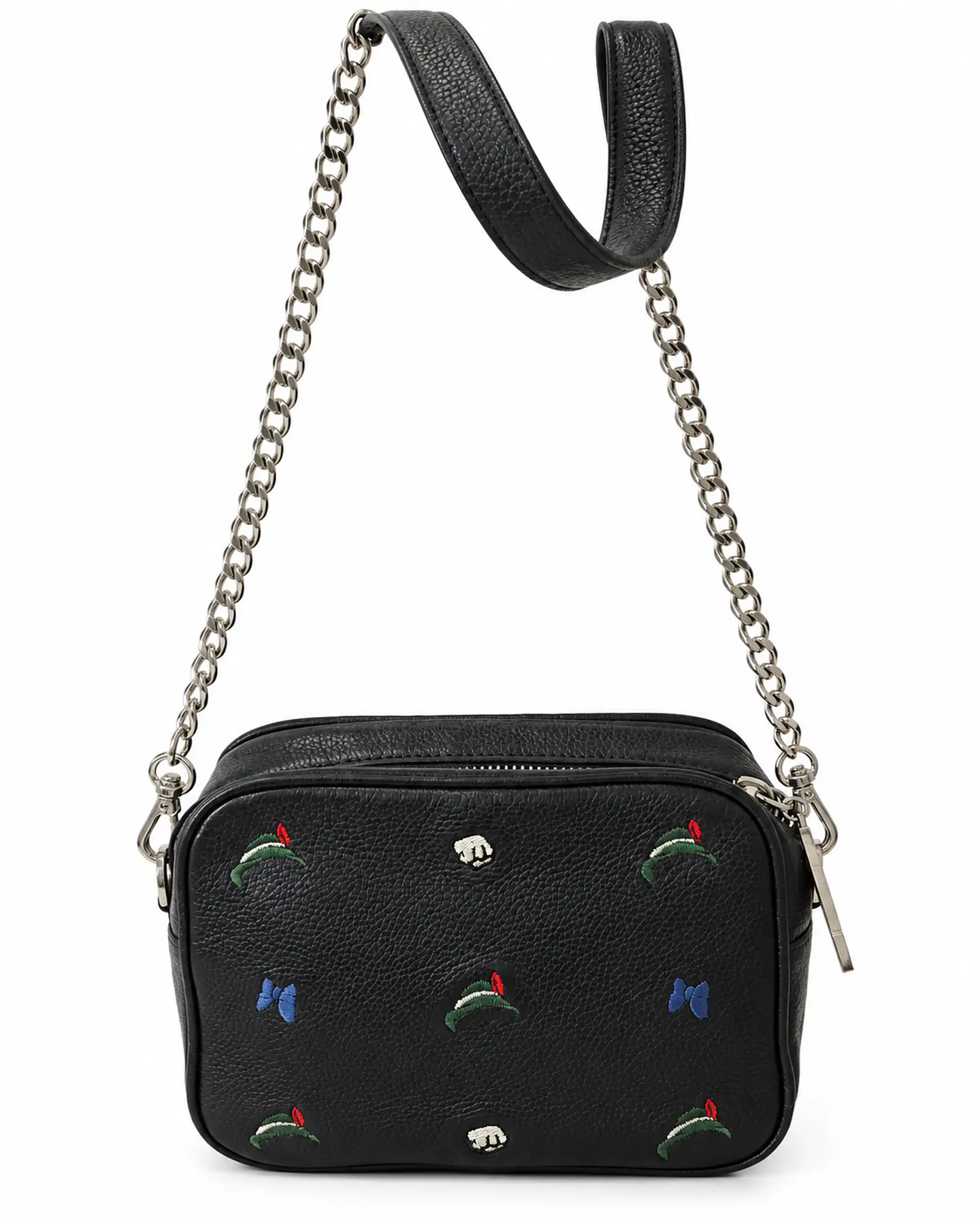 Bruno Magli Embroidered Chain Crossbody – Black 1