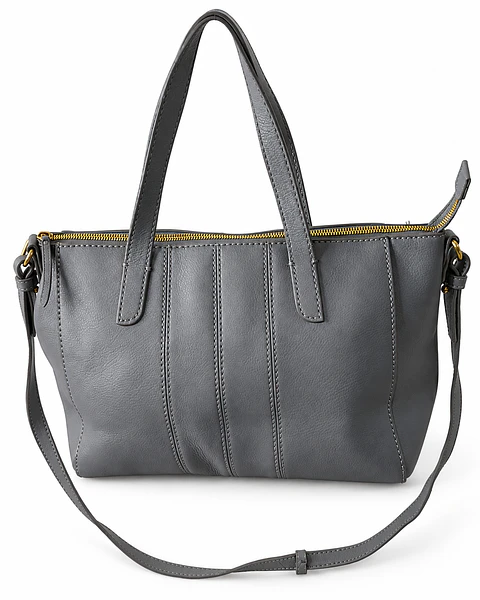 J.Crew Leather Tote with Removable Shoulder Strap – Gray