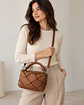 Woven Leather Top Handle Crossbody – Chocolate - Miniatura 2