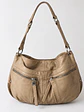 Perlina New York Leather Hobo Shoulder Bag – Taupe - Miniatura 1