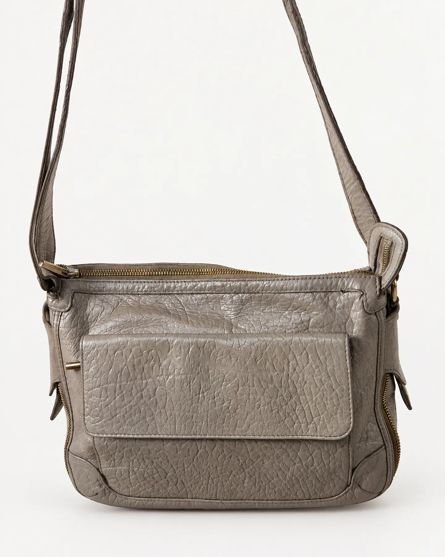 Danier Genuine Leather Multi-Pocket Crossbody – Taupe 1