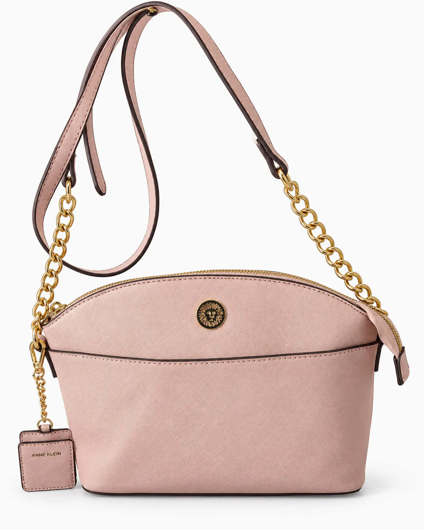 Anne Klein Dome Crossbody Bag with Detachable Card Case – Blush Pink 1