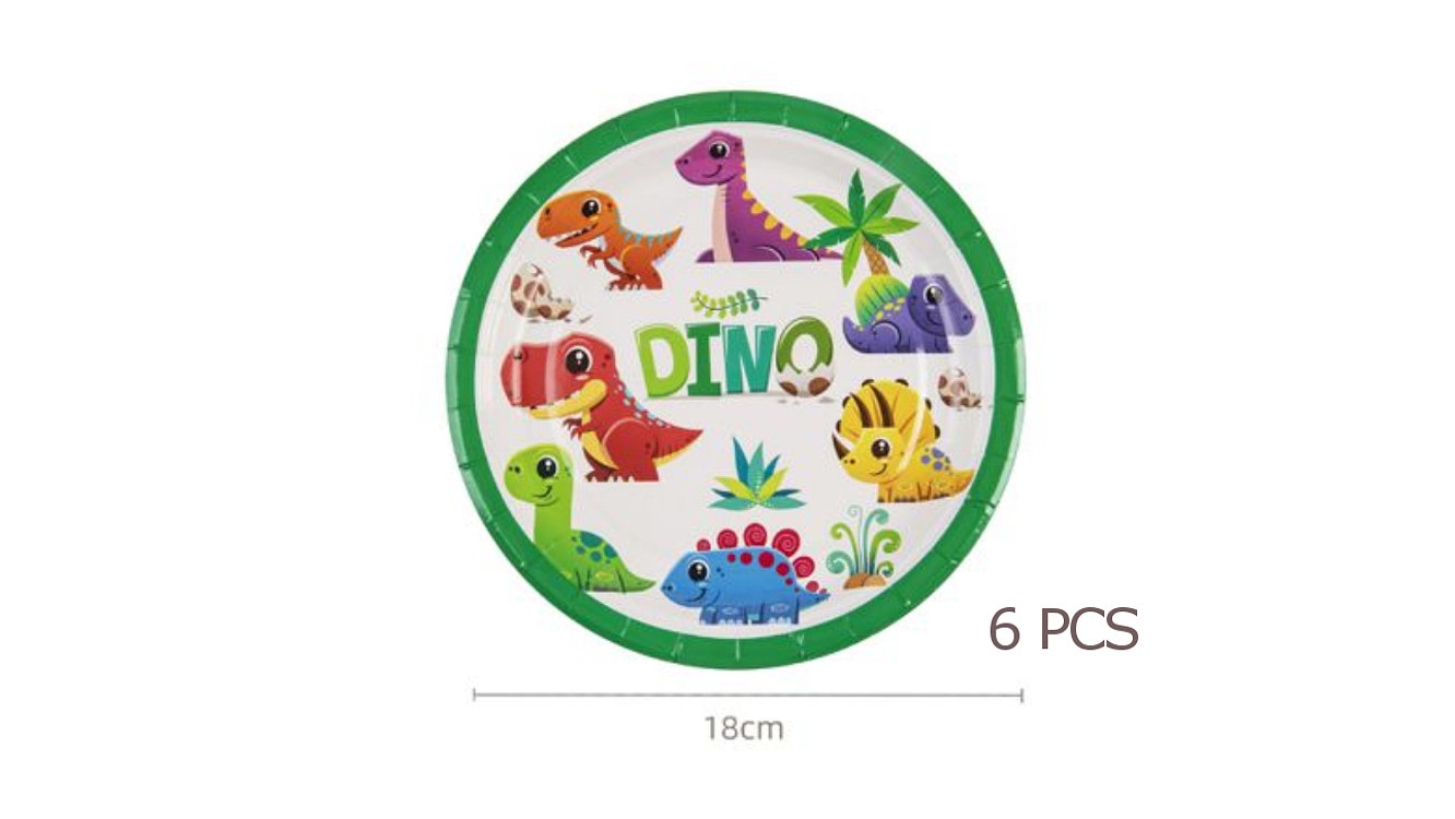 FESTA DINOSSAURO PRATO DE PAPEL 18CM 6PCS 1