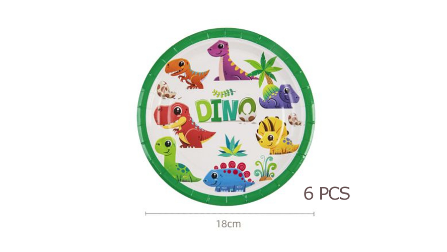FESTA DINOSSAURO PRATO DE PAPEL 18CM 6PCS 1