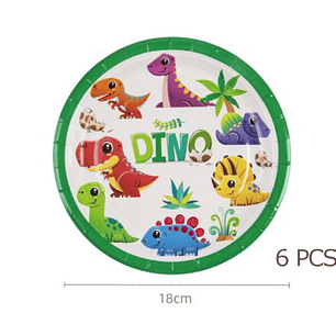 FESTA DINOSSAURO PRATO DE PAPEL 18CM 6PCS