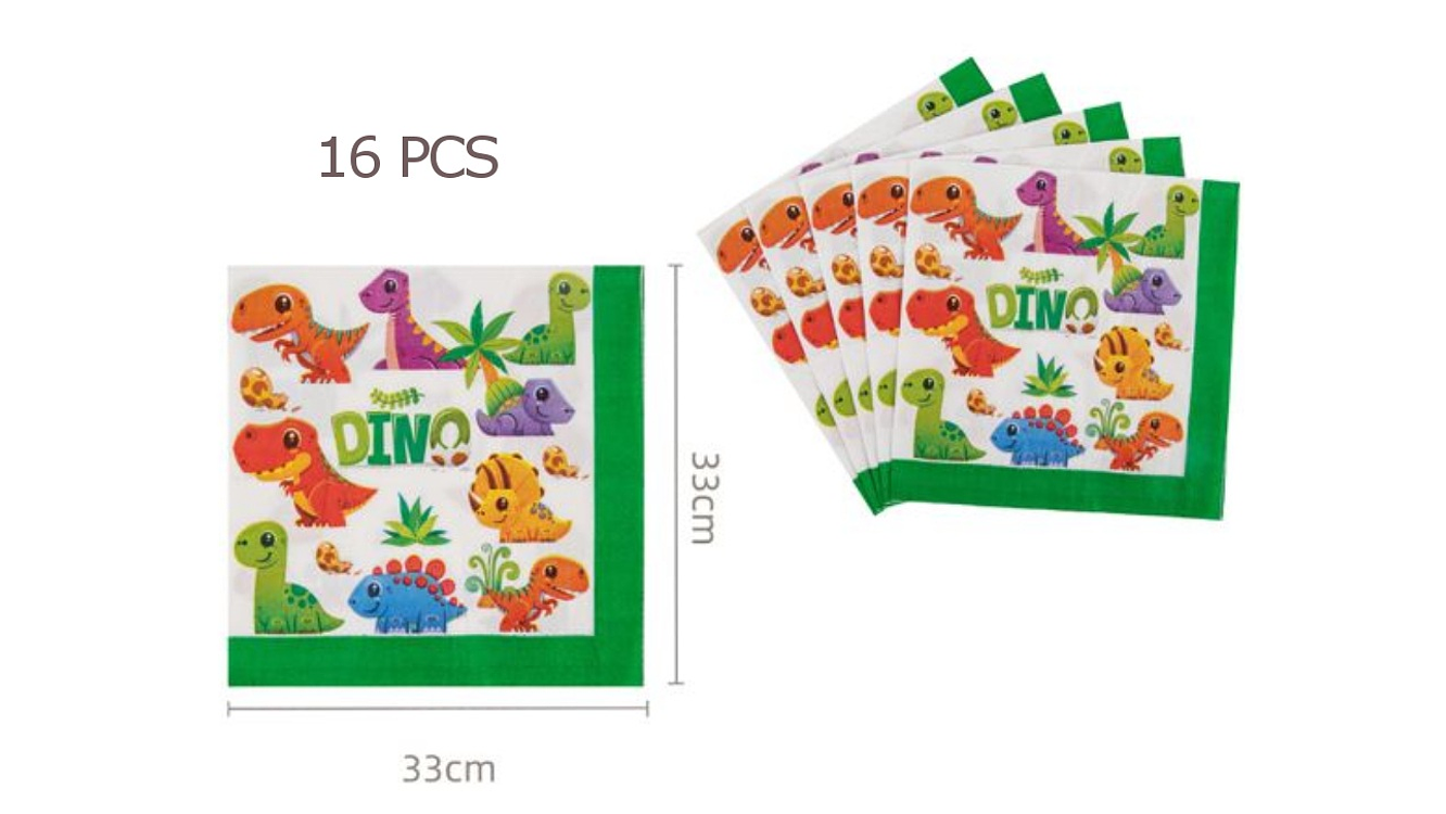 FESTA DINOSSAURO GUARDANAPOS 16PCS 33X33CM 1