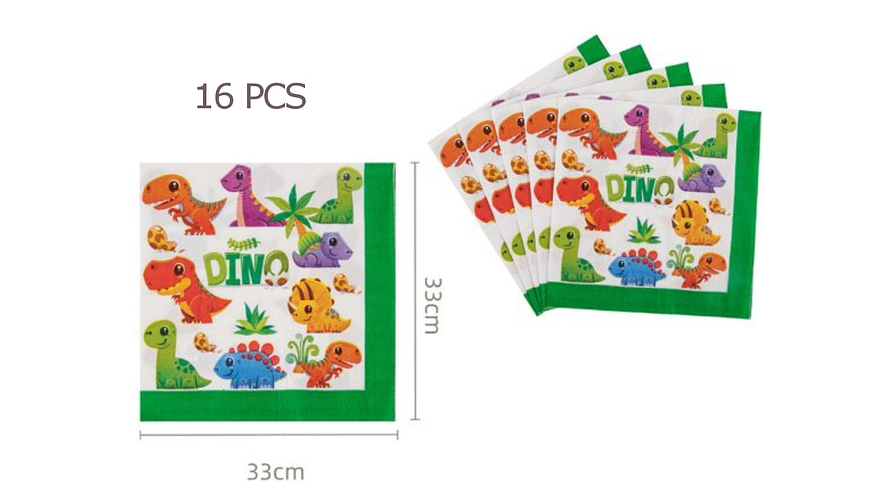 FESTA DINOSSAURO GUARDANAPOS 16PCS 33X33CM 1
