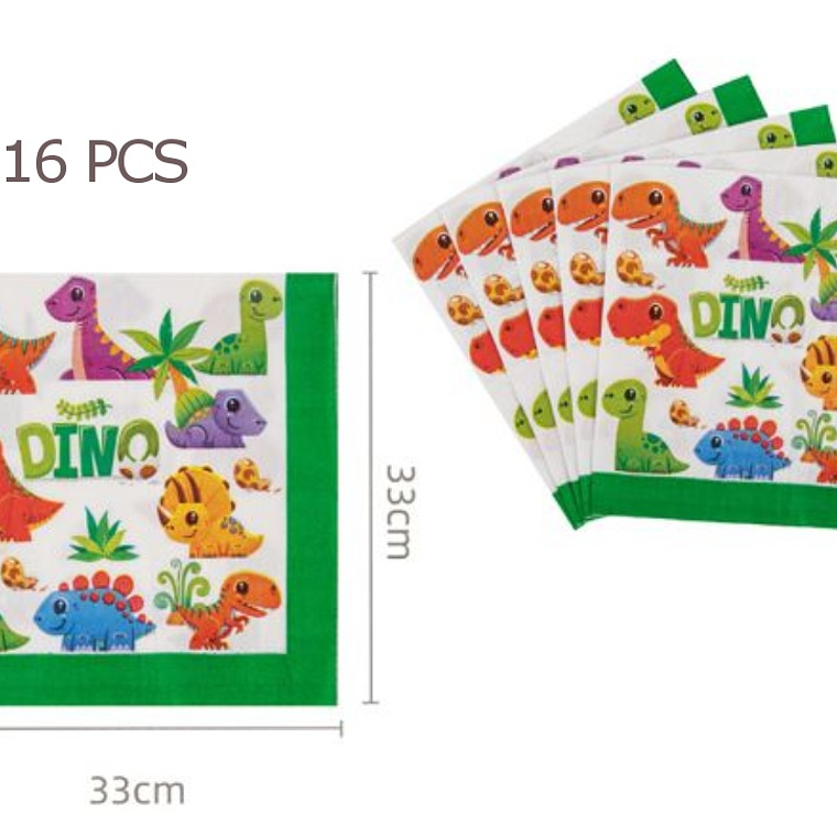 FESTA DINOSSAURO GUARDANAPOS 16PCS 33X33CM 1