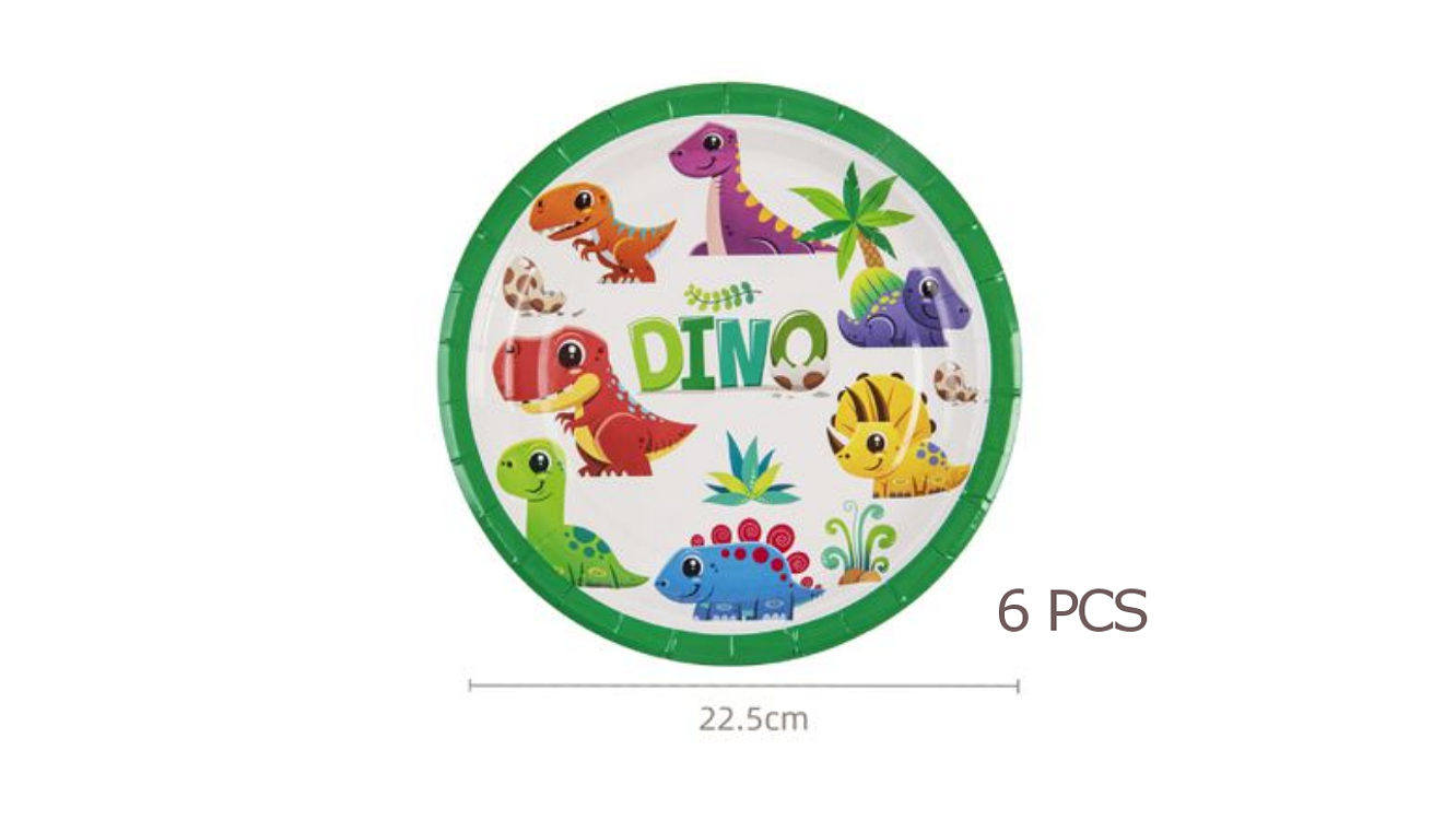 FESTA DINOSSAURO PRATO DE PAPEL 22.5CM 6PCS 1