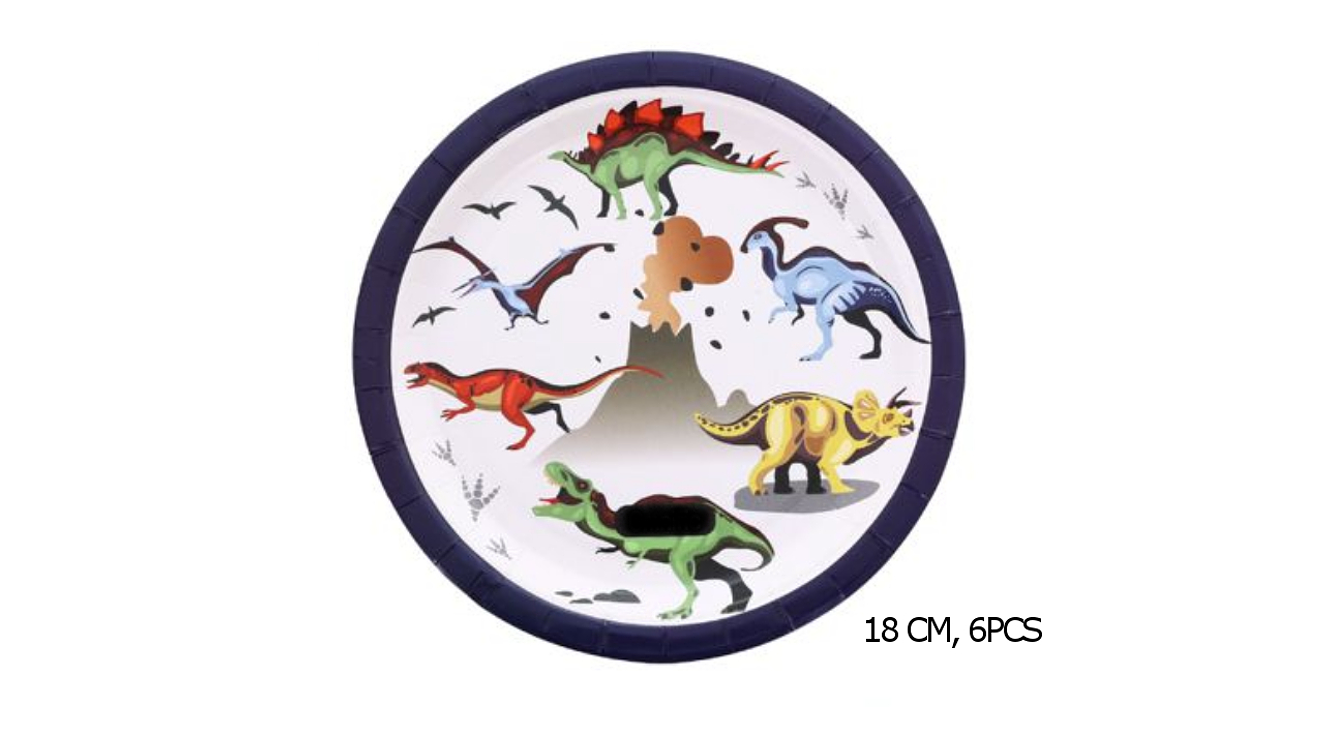 FESTA DINOSSAURO PRATO DE PAPEL 18CM 6PCS 1