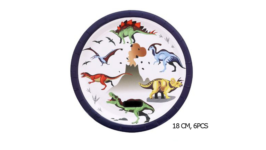 FESTA DINOSSAURO PRATO DE PAPEL 18CM 6PCS 1