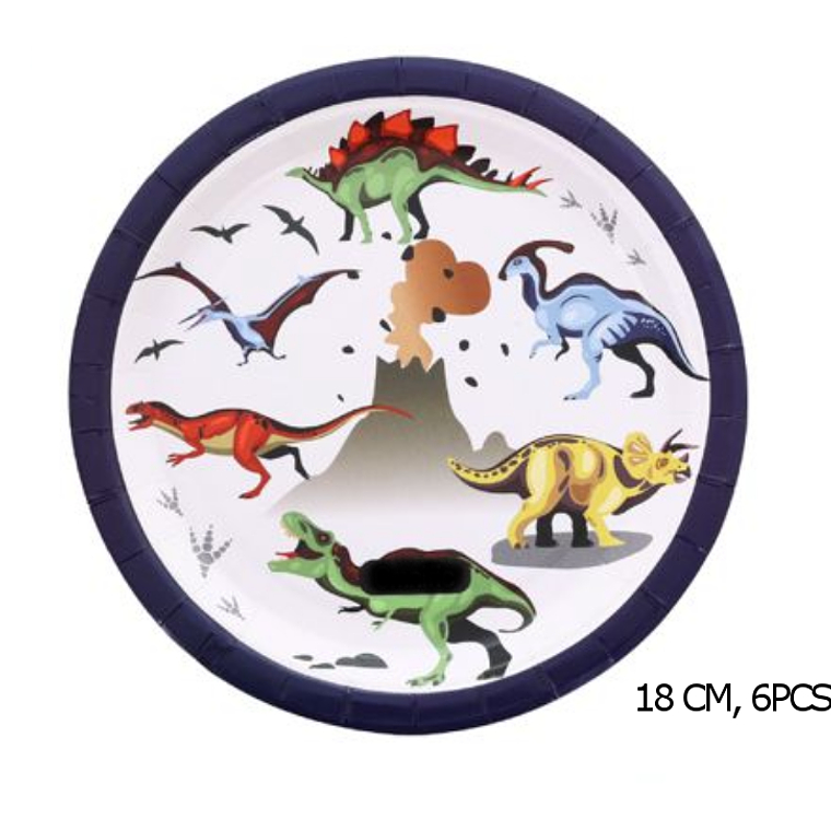 FESTA DINOSSAURO PRATO DE PAPEL 18CM 6PCS 1
