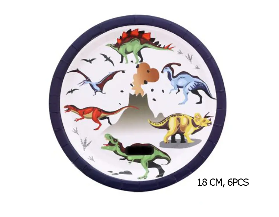 Festa Dinossauro prato de papel 18cm 6pcs 1