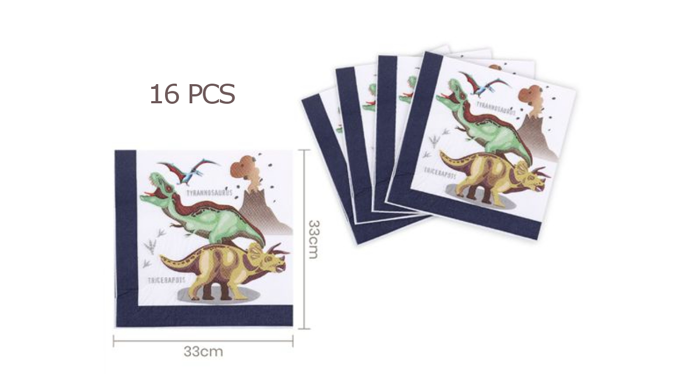 FESTA DINOSSAURO GUARDANAPOS 16PCS 33X33CM 1