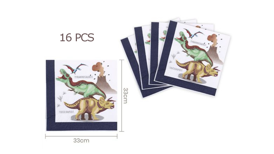 FESTA DINOSSAURO GUARDANAPOS 16PCS 33X33CM 1