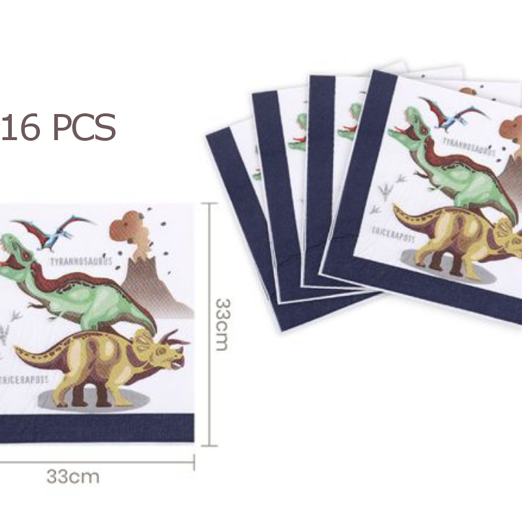 FESTA DINOSSAURO GUARDANAPOS 16PCS 33X33CM 1