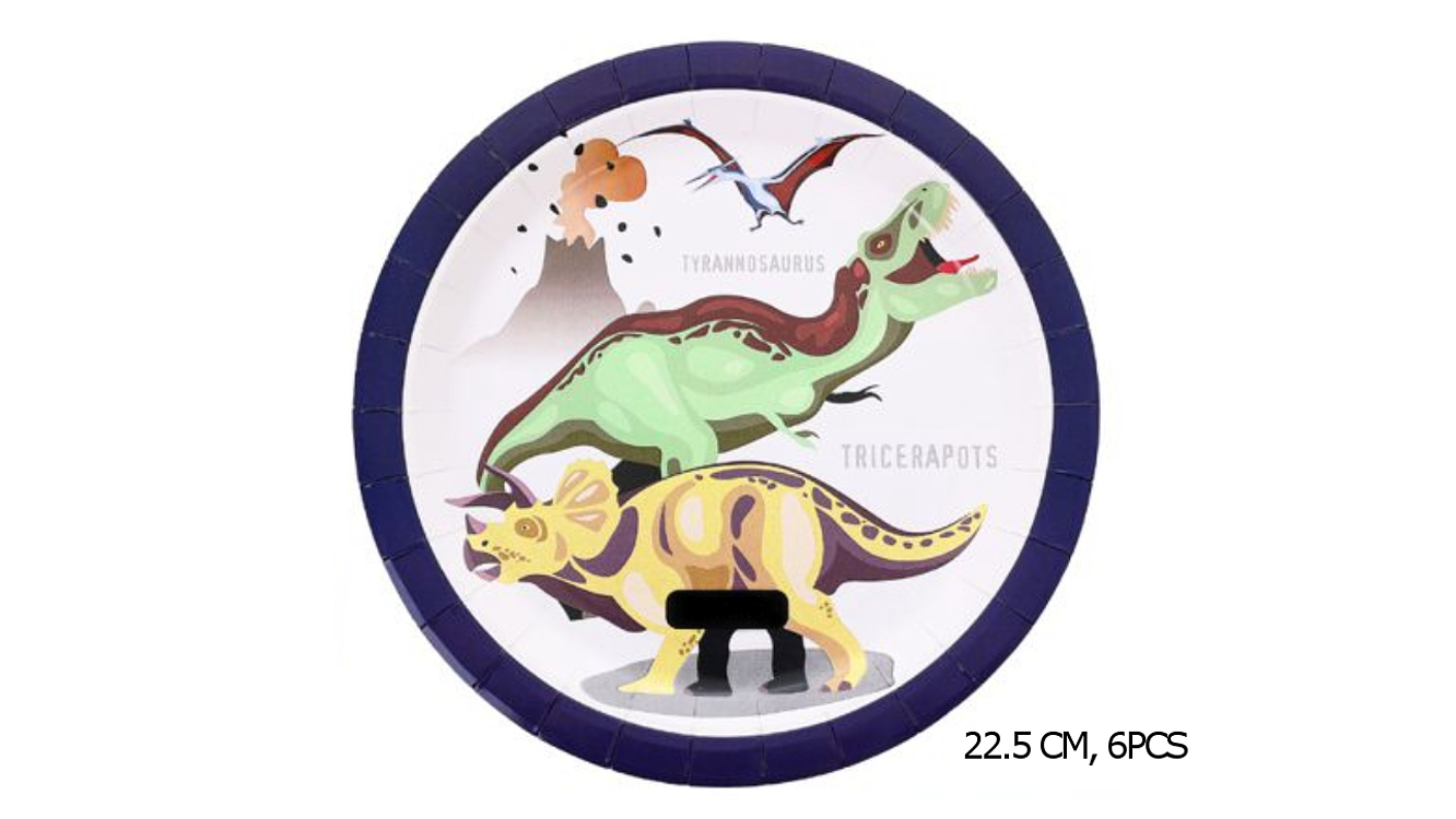 FESTA DINOSSAURO PRATO DE PAPEL 22.5CM 6PCS 1