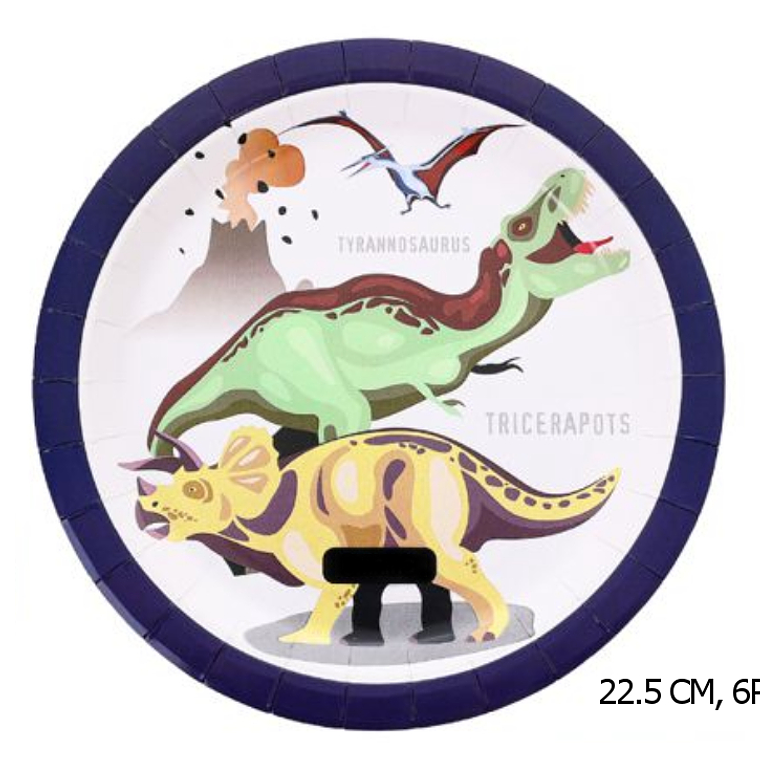 FESTA DINOSSAURO PRATO DE PAPEL 22.5CM 6PCS 1