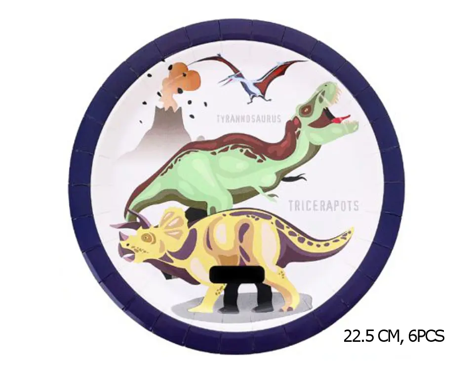 Festa Dinossauro prato de papel 22.5cm 6pcs 1