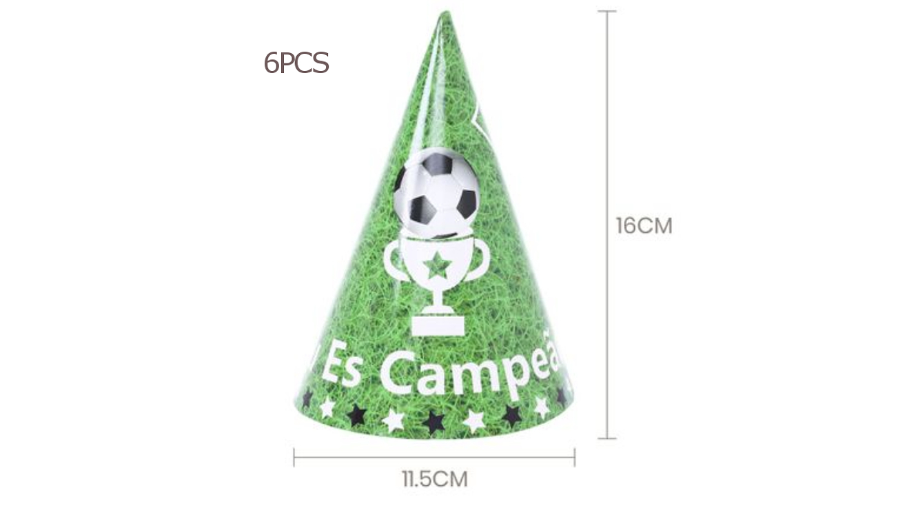 FESTA FUTEBOL VERDE CHAPEU DE PAPEL 6PCS 1