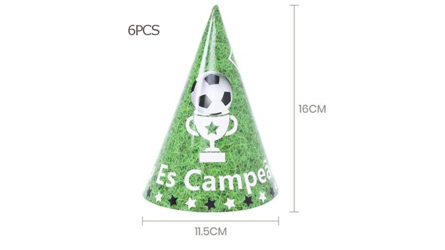 FESTA FUTEBOL VERDE CHAPEU DE PAPEL 6PCS 1