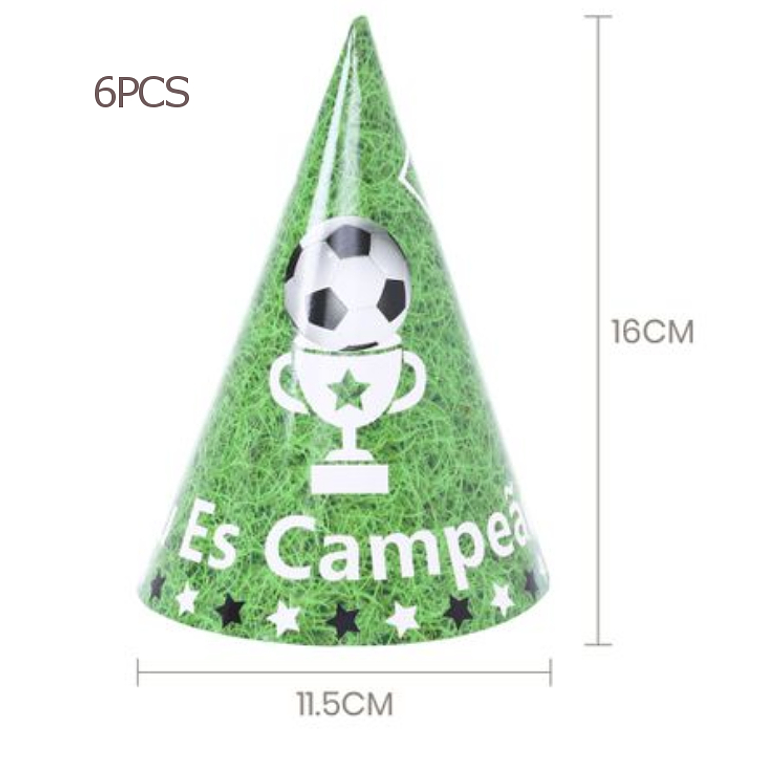 FESTA FUTEBOL VERDE CHAPEU DE PAPEL 6PCS 1