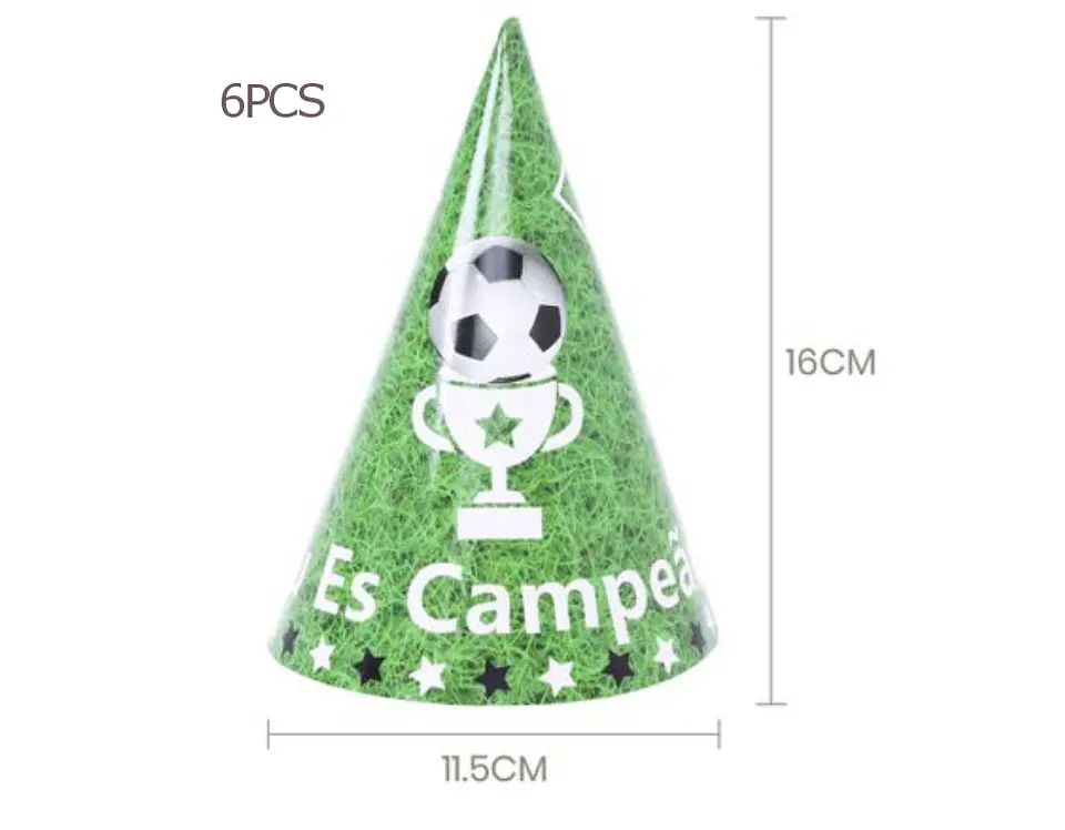 Festa Futebol verde chapeu de papel 6pcs 1