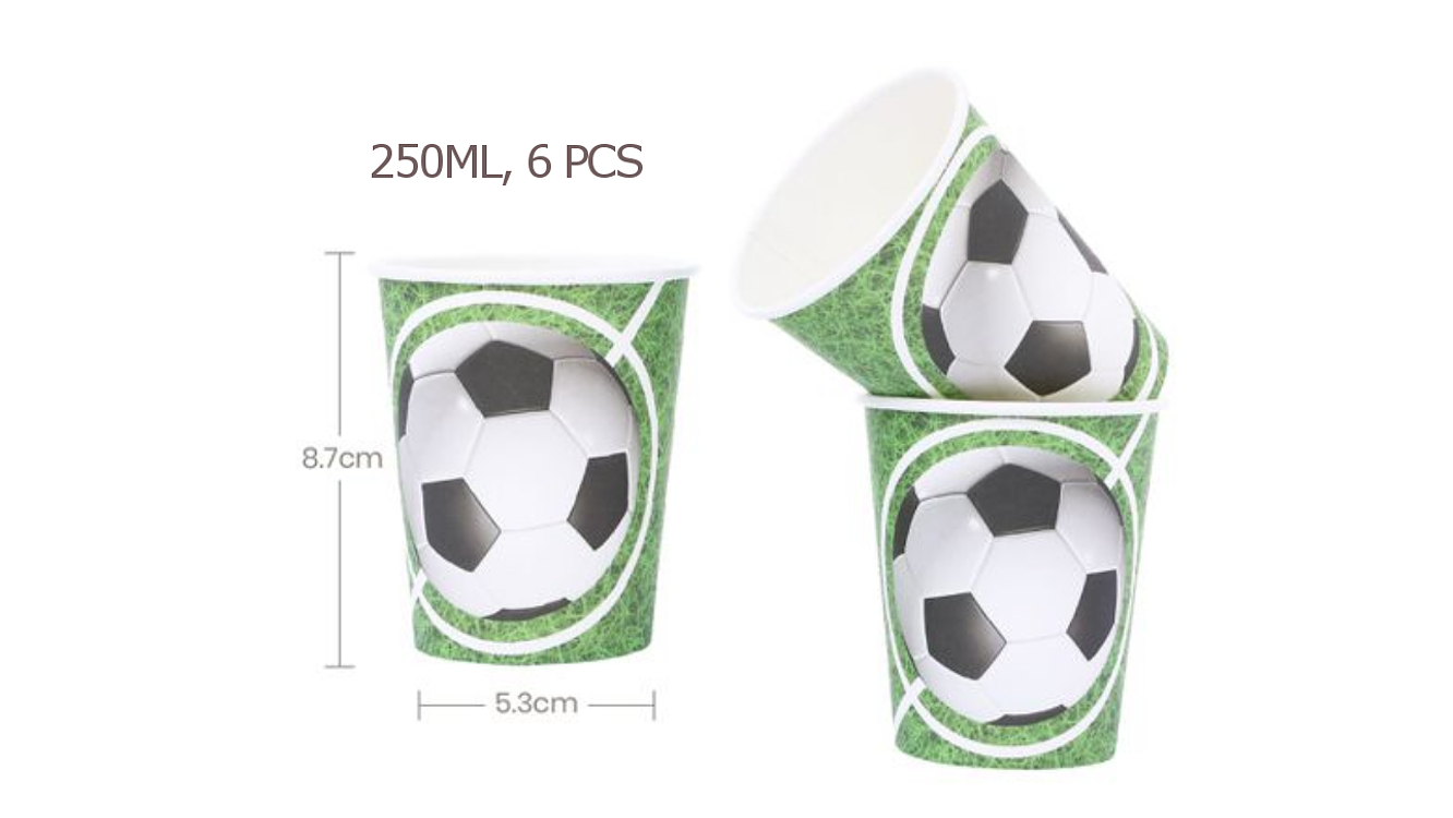 FESTA FUTEBOL VERDE COPO DE PAPEL 6PCS 250ML 1
