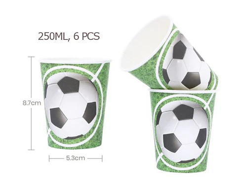 Festa Futebol verde copo de papel 6pcs 250ml
