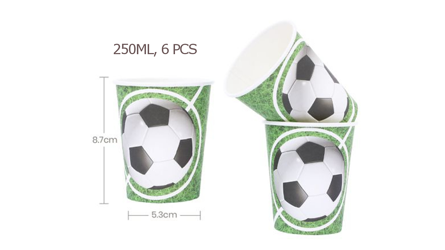 FESTA FUTEBOL VERDE COPO DE PAPEL 6PCS 250ML 1