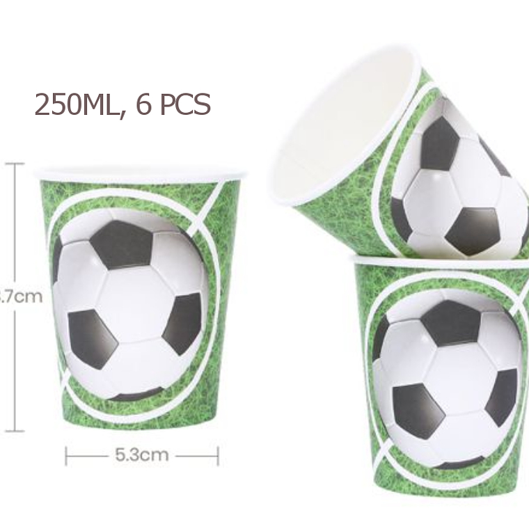 FESTA FUTEBOL VERDE COPO DE PAPEL 6PCS 250ML 1