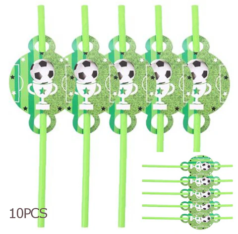 Festa Futebol verde palinhas de papel 10pcs