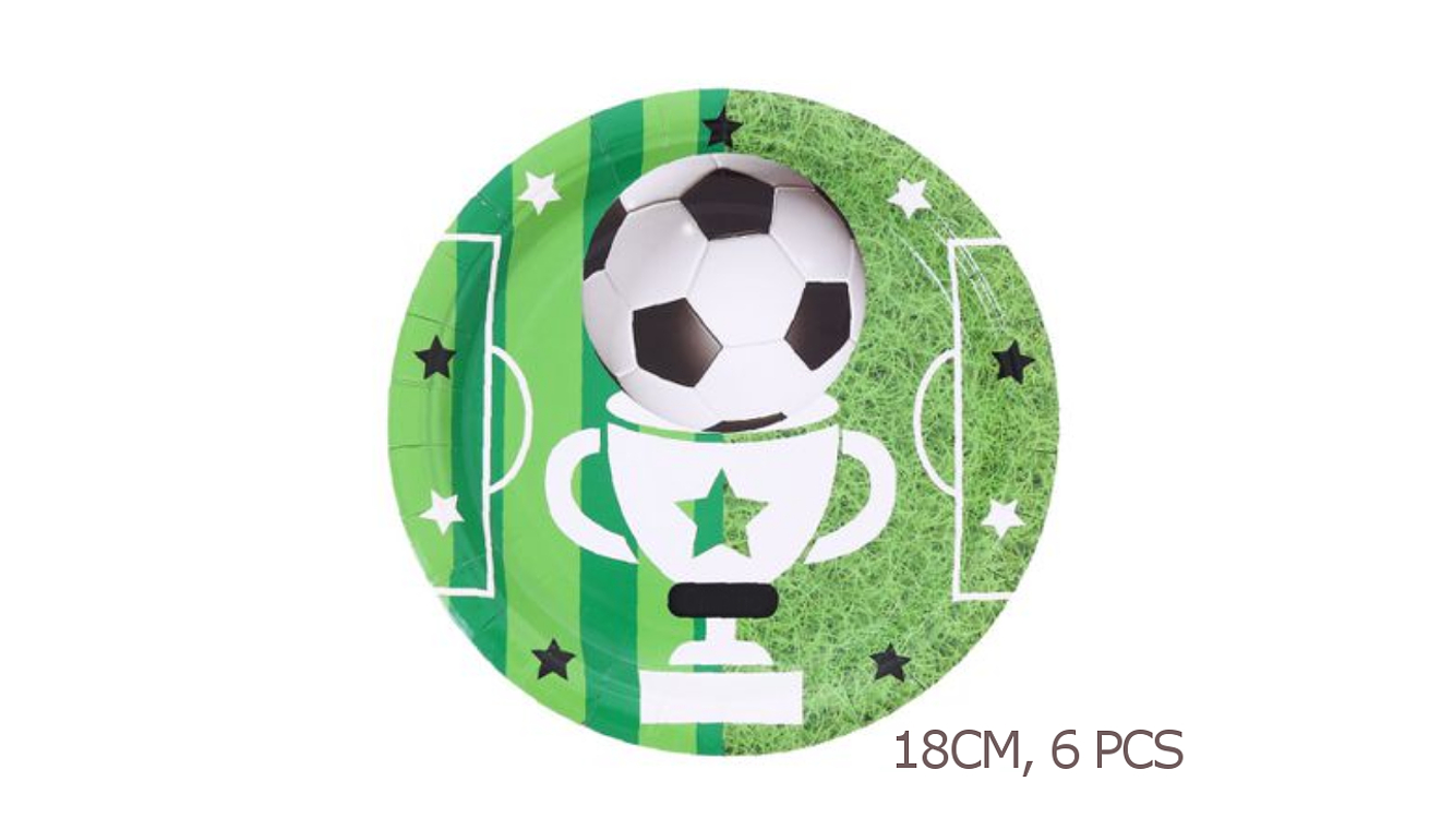 FESTA FUTEBOL VERDE PRATO DE PAPEL 18CM 6PCS 1
