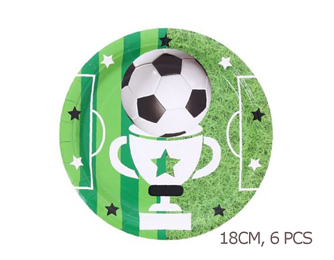 Festa Futebol verde prato de papel 18cm 6pcs
