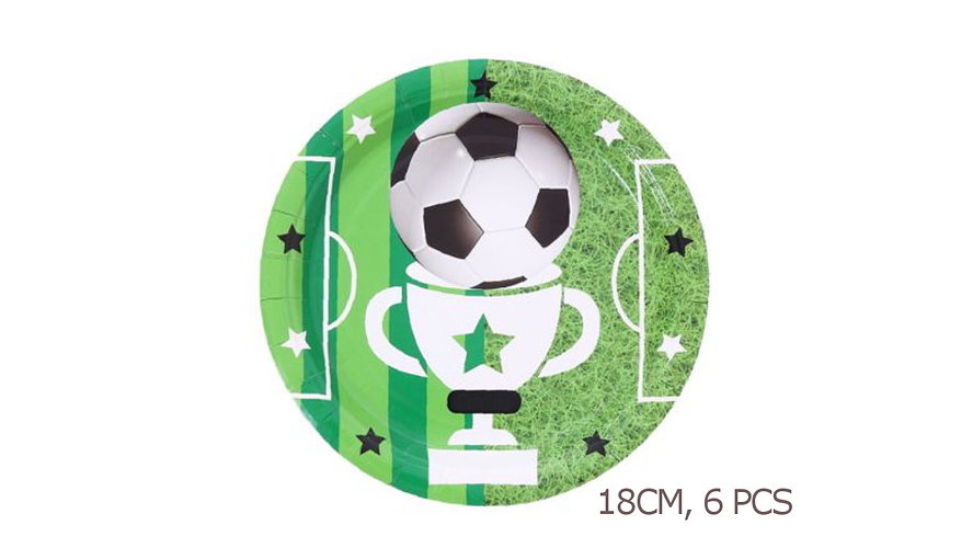 FESTA FUTEBOL VERDE PRATO DE PAPEL 18CM 6PCS 1