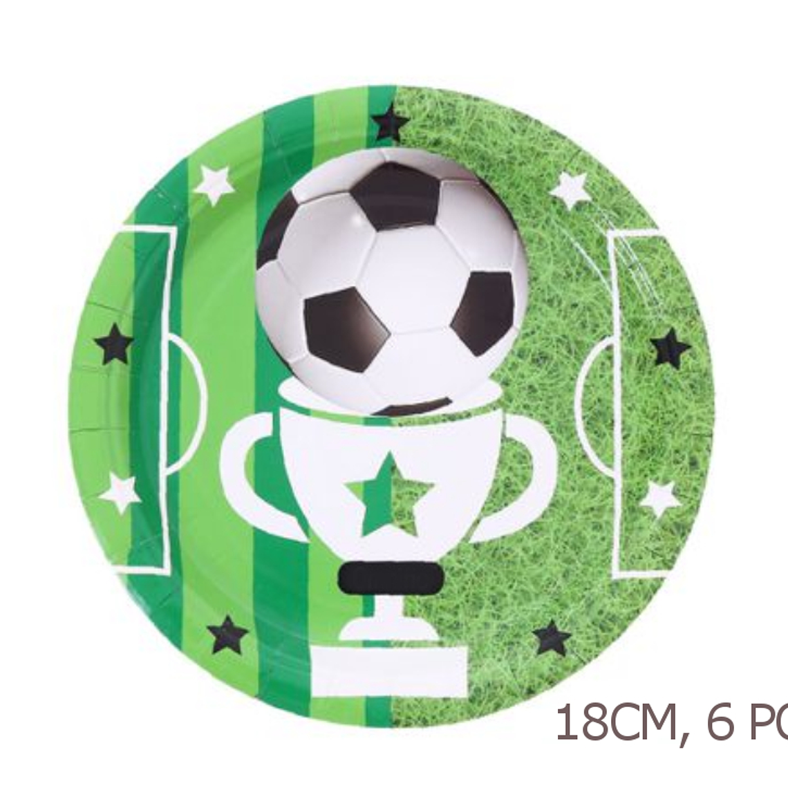 FESTA FUTEBOL VERDE PRATO DE PAPEL 18CM 6PCS 1