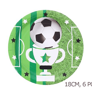 FESTA FUTEBOL VERDE PRATO DE PAPEL 18CM 6PCS